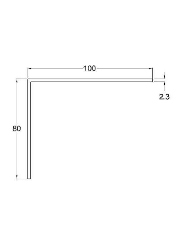 Cornière PVC 100 x 80 x 2,3 mm (longueur 2,5m) blanc RAL 9010