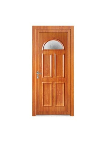 Porte d’entrée PVC NAPY 1/3 Vitrée – Panneau mouluré & hublot haut – Gamme Tradition