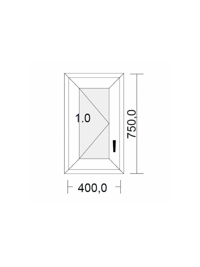 Fenêtre PVC 1 vantail à la française blanche pour tableau 75 x 40 cm tirant gauche