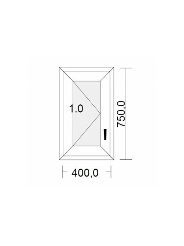 Fenêtre PVC 1 vantail à la française blanche pour tableau 75 x 40 cm tirant gauche