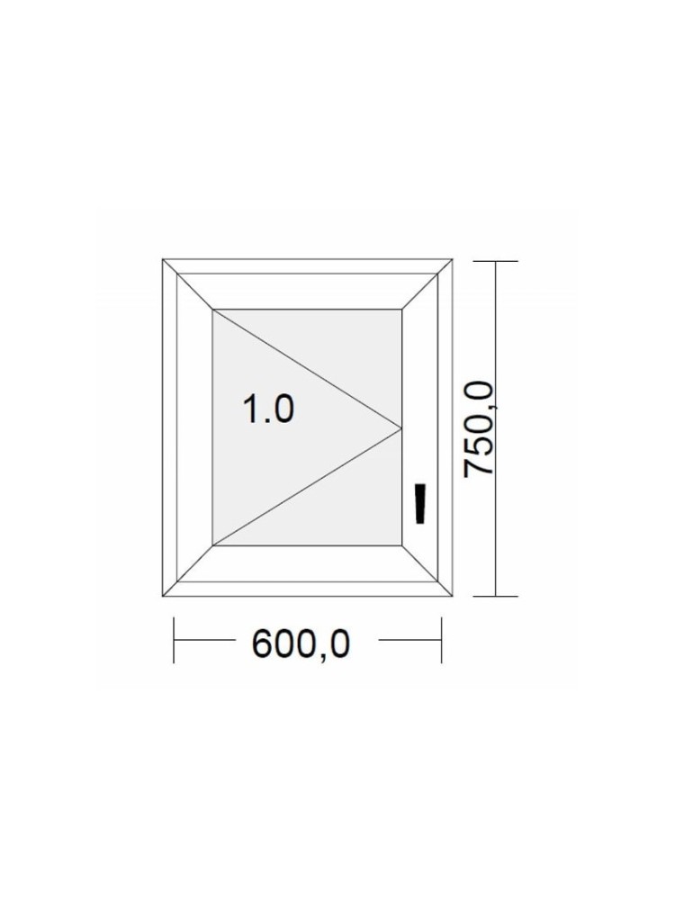 Fenêtre PVC 1 vantail à la française blanche pour tableau 75 x 60 cm tirant gauche
