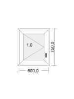 Fenêtre PVC 1 vantail à la française blanche pour tableau 75 x 60 cm tirant gauche