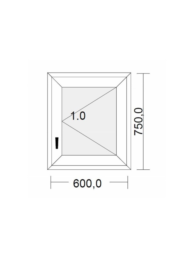 Fenêtre PVC 1 vantail à la française blanche pour tableau 75 x 60 cm tirant droit
