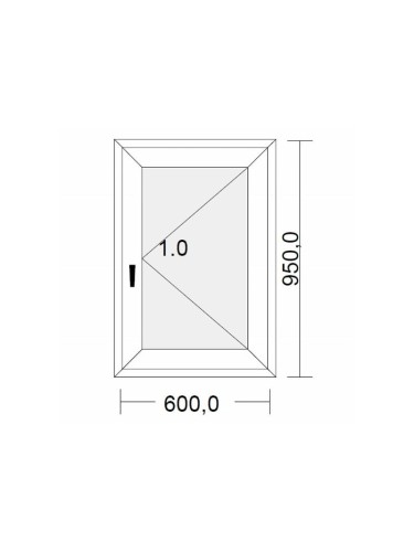 Fenêtre PVC 1 vantail à la française blanche pour tableau 95 x 60 cm tirant droit