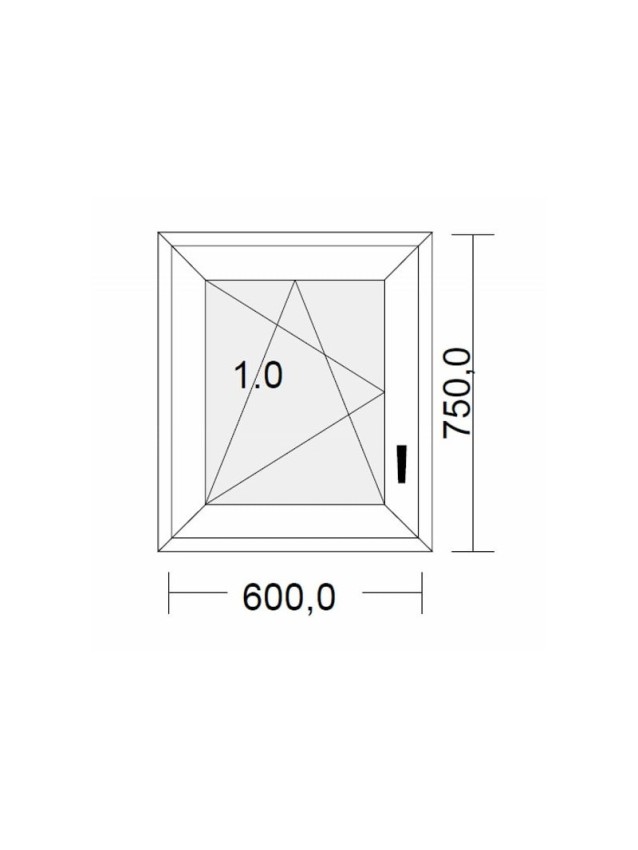 Fenêtre PVC 1 vantail oscillo-battante blanche pour tableau 75 x 60 cm tirant gauche