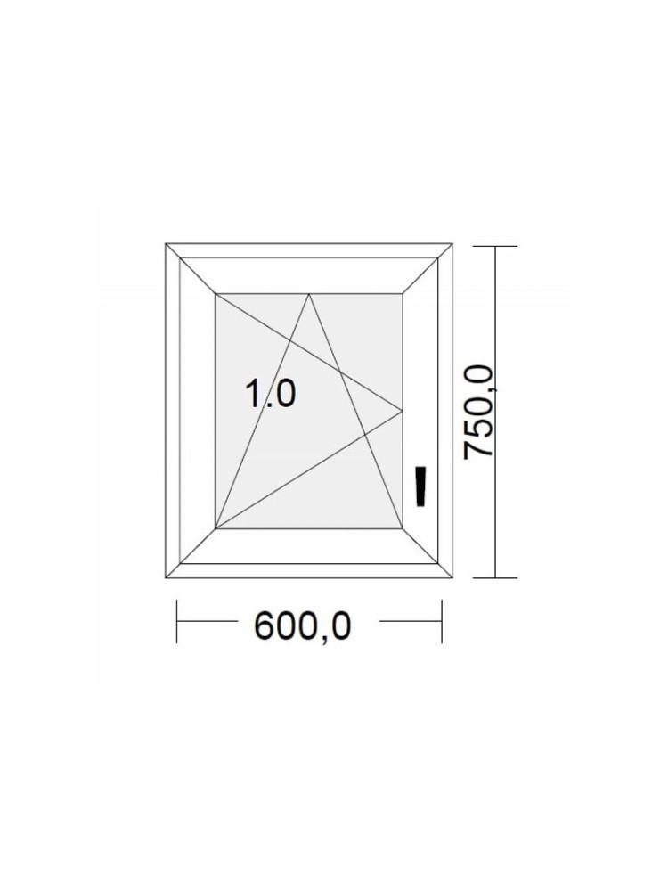 Fenêtre PVC 1 vantail oscillo-battante blanche pour tableau 75 x 60 cm tirant droit