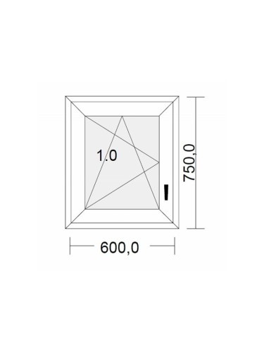Fenêtre PVC 1 vantail oscillo-battante blanche pour tableau 75 x 60 cm tirant droit