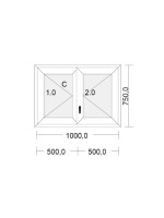 Fenêtre PVC 2 vantaux à la française blanche pour tableau 75 x 100 cm