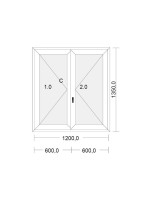 Fenêtre PVC 2 vantaux à la française blanche pour tableau 135 x 120 cm