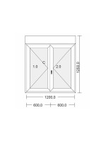Fenêtre PVC 2 vantaux blanche avec volet roulant intégré pour tableau 125 x 120 cm