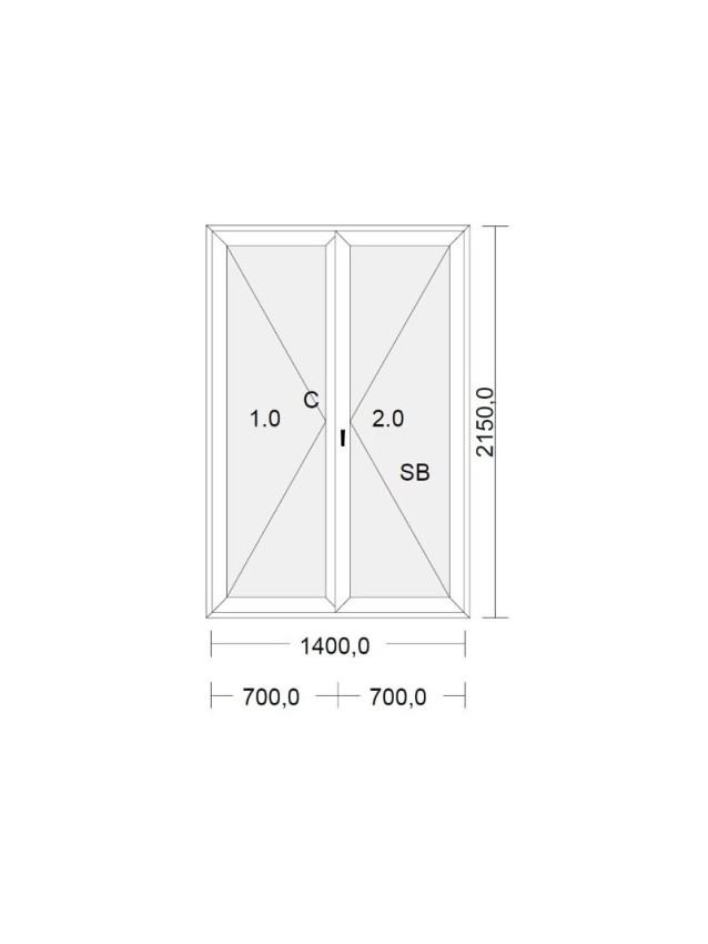 Porte fenetre PVC blanche pour tableau 215 x 140 cm