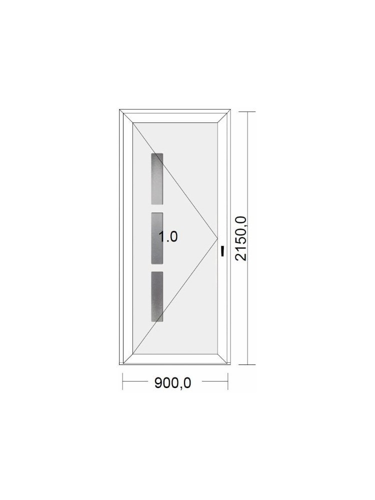 Porte d'entrée standard PVC  New-York  poussant droit pour tableau  215 x 90