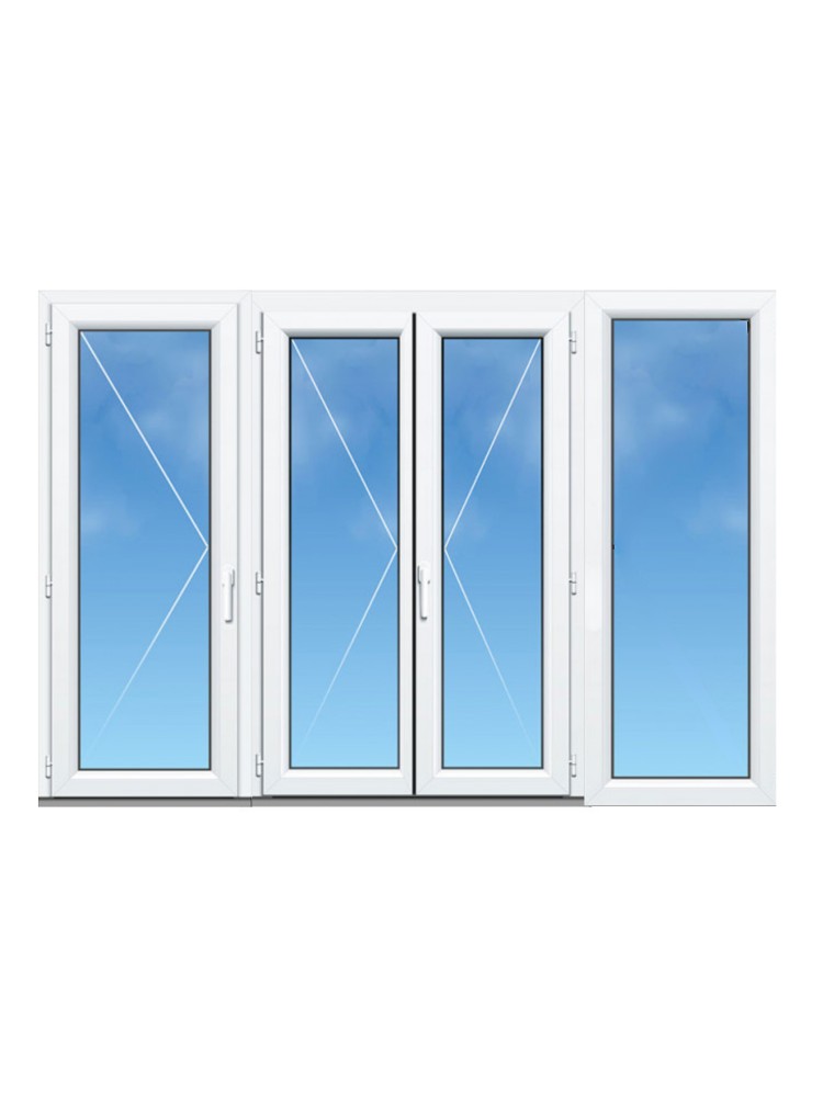 Porte-Fenêtre PVC 3 Vantaux (Vantail Seul à Gauche) avec Fixe Latéral sur Mesure – Gamme Élégance