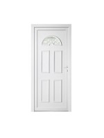 Porte d’entrée PVC JULIETTE – Gamme Tradition – Panneau plein mouluré avec hublot vitré