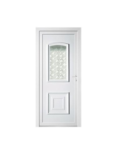 Porte d’entrée PVC RACHELLE – Gamme Tradition – Panneau mouluré & vitrage Delta Clair