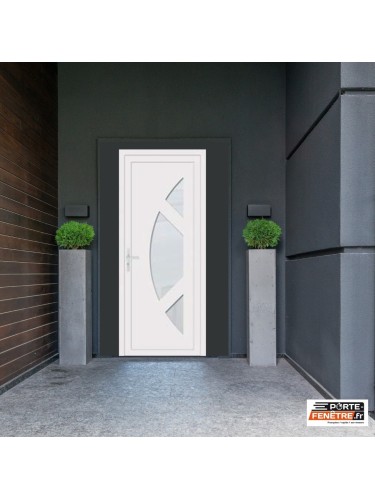 Porte d’entrée PVC SOLÈNE – Gamme Contemporaine – Design épuré & vitrage dépoli