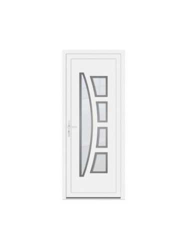 Porte d’entrée PVC ALINE – Gamme Contemporaine – Design moderne, vitrage dépoli & insert inox