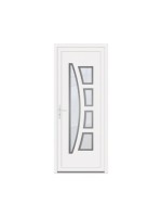 Porte d’entrée PVC ALINE – Gamme Contemporaine – Design moderne, vitrage dépoli & insert inox