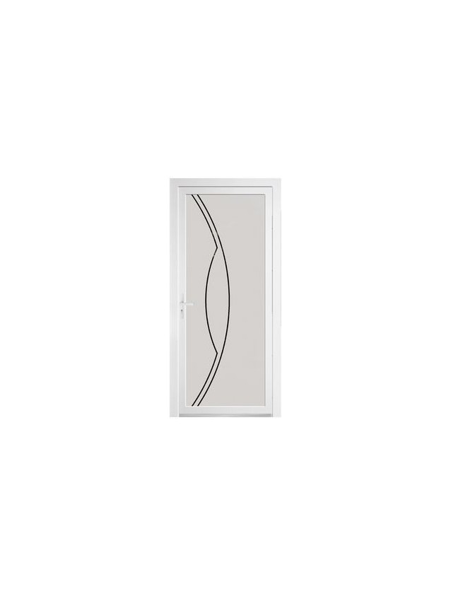 Porte d’entrée PVC CARMEN – Gamme Glass – Entièrement vitrée décor dépoli & motif transparent