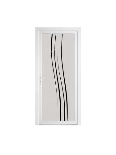 Porte d’entrée PVC LOREN – Gamme Glass – Entièrement vitrée décor dépoli & motif transparent