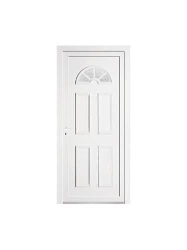 Porte d’entrée PVC NAPY 1/3 Vitrée – Panneau mouluré & hublot haut – Gamme Tradition