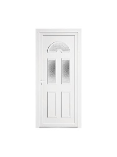 Porte d’entrée PVC NAPY Vitrée – Panneau mouluré & vitrage Delta – Gamme Élégance Tradition