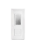 Porte d’entrée PVC BIRDY Vitrée – Panneau mouluré, vitrage Delta & croisillons – Gamme Élégance Tradition