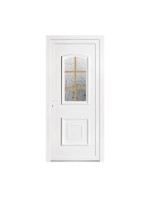 Porte d’entrée PVC BIRDY Vitrée – Panneau mouluré, vitrage Delta & croisillons – Gamme Élégance Tradition