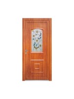 Porte d’entrée PVC BIRDY Rose – Panneau mouluré & vitrail floral – Gamme Élégance Tradition