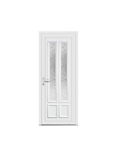 Porte d’entrée PVC KATY Vitrée – Panneau mouluré & vitrage Delta – Gamme Élégance Tradition