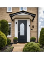 Porte d’entrée PVC MOLY Vitrée – Panneau mouluré & vitrage Delta – Gamme Élégance Tradition