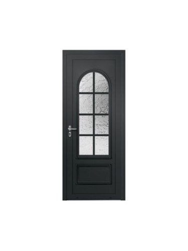 Porte d’entrée PVC MOLY Vitrée – Panneau mouluré & vitrage Delta – Gamme Élégance Tradition