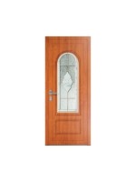 Porte d’entrée PVC MOLY Vitrail Modèle A – Panneau mouluré & véritable vitrail – Gamme Élégance Tradition