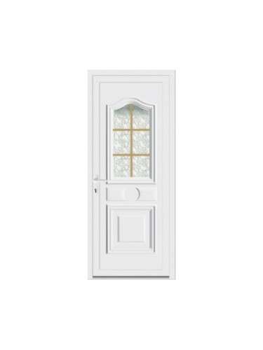 Porte d’entrée PVC DIPSY Vitrée – Panneau mouluré & vitrage Delta – Gamme Élégance Tradition