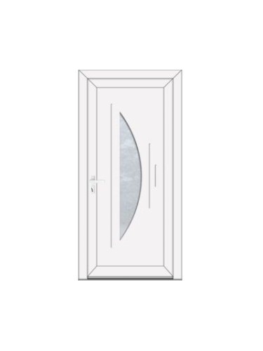 Porte d’entrée PVC BLANDINE sur mesure – Design géométrique & vitrage sablé – Gamme Élégance