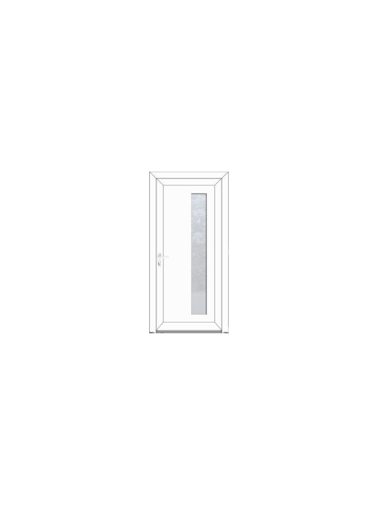 Porte d’entrée PVC ELISA sur mesure – Vitrage grands carrés & option inox – Gamme Élégance
