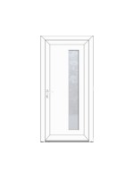 Porte d’entrée PVC ELISA sur mesure – Vitrage grands carrés & option inox – Gamme Élégance