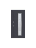 Porte d’entrée PVC ELISA sur mesure – Vitrage grands carrés & option inox – Gamme Élégance