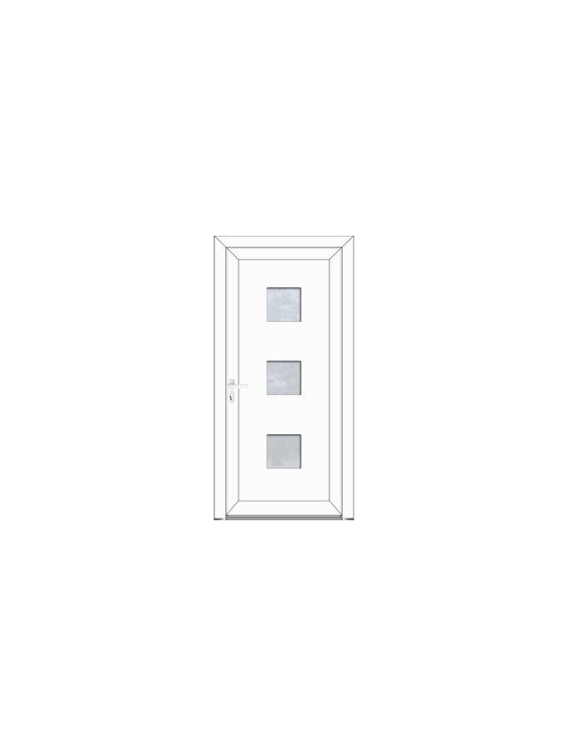 Porte d’entrée PVC CARELIA sur mesure – Insert carré centré & option inox – Gamme Élégance
