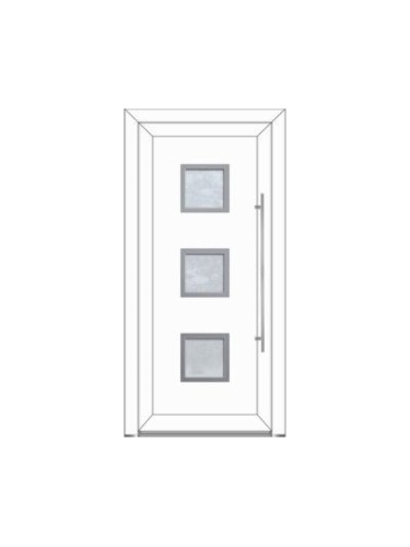 Porte d’entrée PVC CARELIA sur mesure – Insert carré centré & option inox – Gamme Élégance