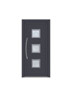 Porte d’entrée PVC CARELIA sur mesure – Insert carré centré & option inox – Gamme Élégance