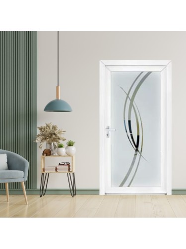 Porte d’entrée PVC IRIS Style Glass – Panneau entièrement vitré dépoli – Gamme Élégance Style Glass