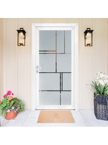Porte d’entrée PVC MARGAUX Style Glass – Vitrage dépoli motifs géométriques – Gamme Élégance Style Glass