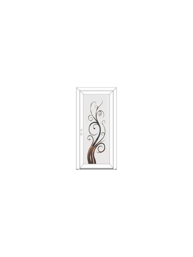 Porte d’entrée PVC ROMANE Style Glass – Vitrage dépoli motif plante tortueuse – Gamme Élégance Style Glass