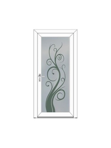 Porte d’entrée PVC ROMANE Style Glass – Vitrage dépoli motif plante tortueuse – Gamme Élégance Style Glass