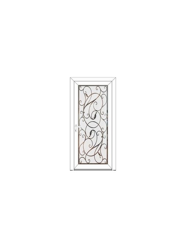 Porte d’entrée PVC MORGANE Style Glass – Vitrage dépoli motif végétal & arabesques – Gamme Élégance Style Glass