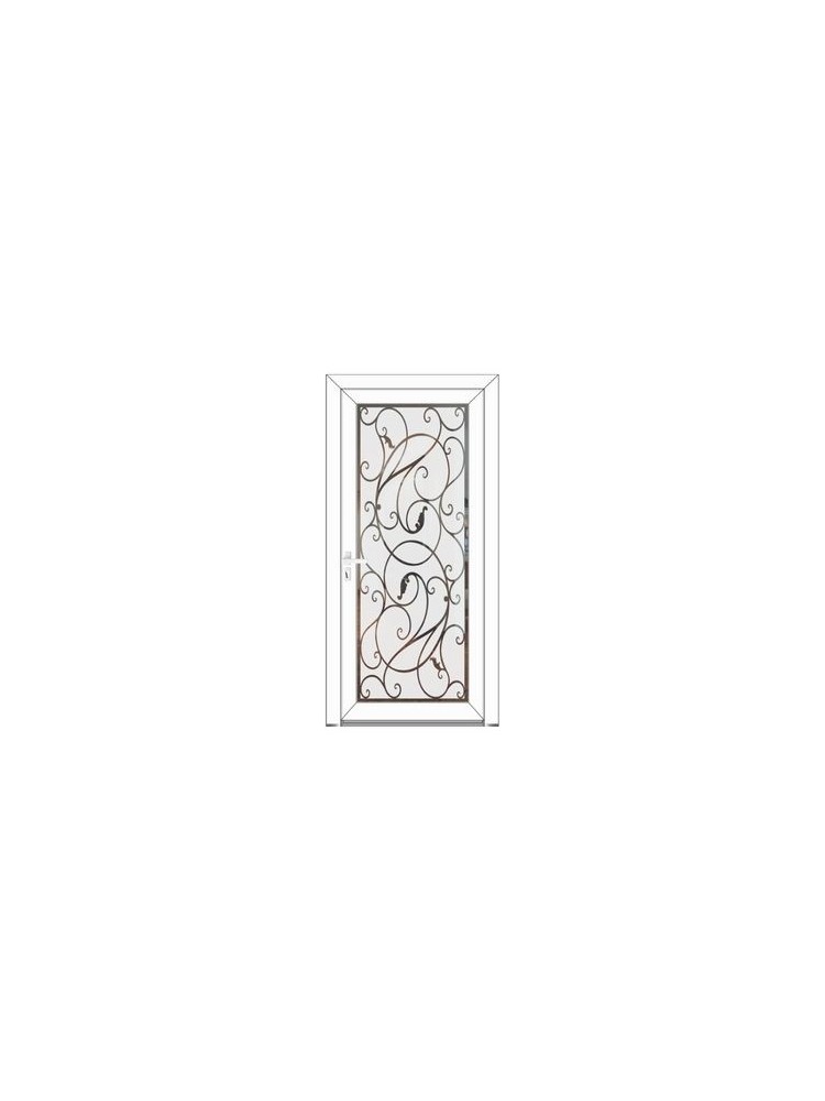 Porte d’entrée PVC MORGANE Style Glass – Vitrage dépoli motif végétal & arabesques – Gamme Élégance Style Glass