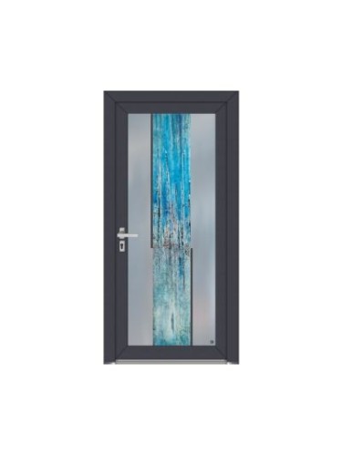 Porte d’entrée PVC LISE Style Créateur – Verre trempé & œuvre abstraite rouge/noir – Gamme Élégance Style Créateur