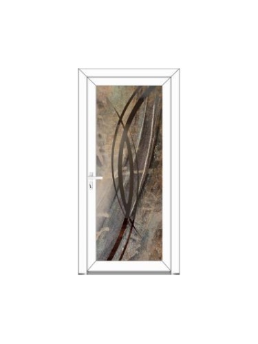 Porte d’entrée PVC ELSA Style Créateur – Verre trempé & peinture abstraite tons brun/caramel/beige/noir