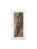 Porte d’entrée PVC ELSA Style Créateur – Verre trempé & peinture abstraite tons brun/caramel/beige/noir